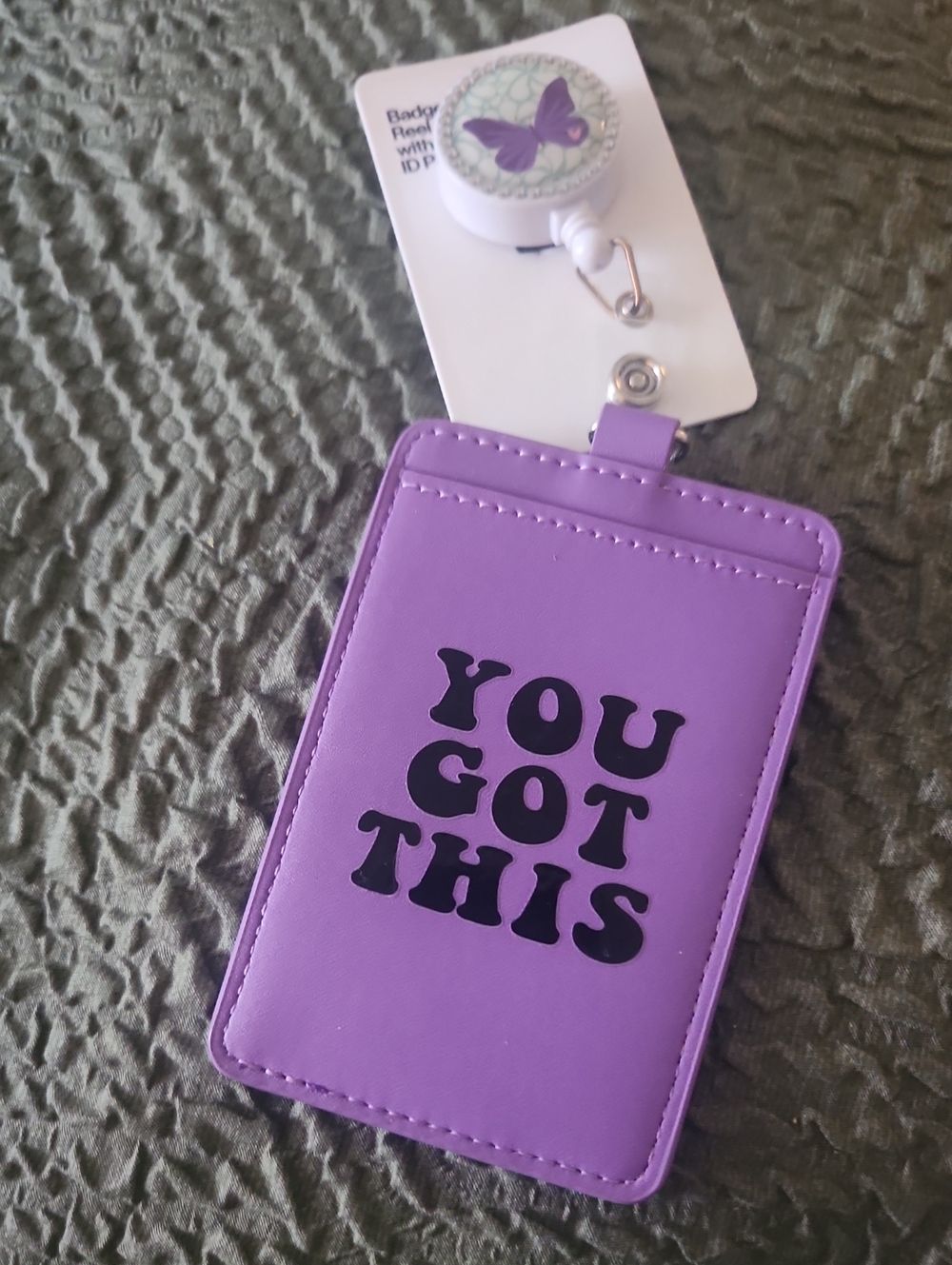 Purple 'You Got This' Badge Holder with Retractable Reel
